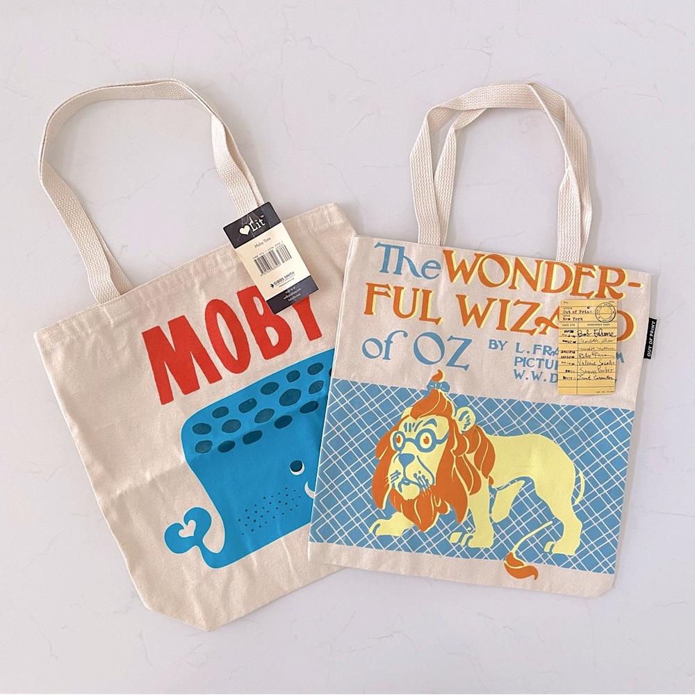 OUT OF PRINT & BabyLit® Lot of 2 Canvas Tote Bags